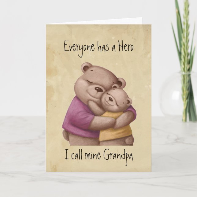 Cute Father's Day, Grandpa my Hero, Bear  Card (Front)