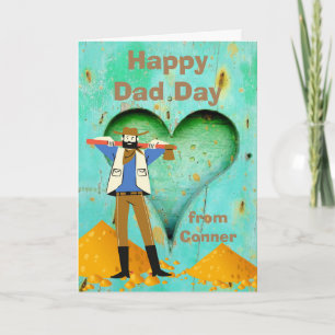 Cute Father's Day with Carved Heart and Cowboy Card