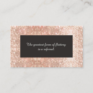 Cute Faux Copper Sequins Cosmetology Referral Card