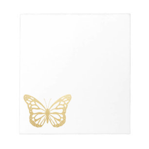 Cute Faux Gold Foil Butterfly  Notepad