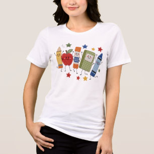 Cute Faux Patch Back To School Cute Supplies Gift Tri-Blend Shirt