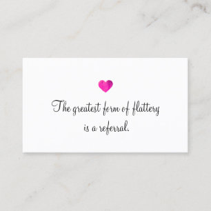 Cute Faux Pink Foil Heart Customer Referral Card