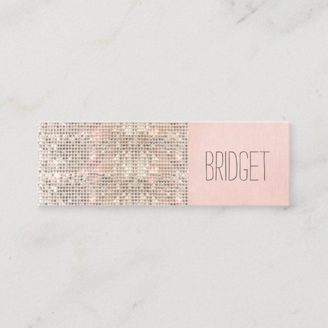 Cute Faux Sequins Beauty Fashion Makeup Artist Mini Business Card (Front)