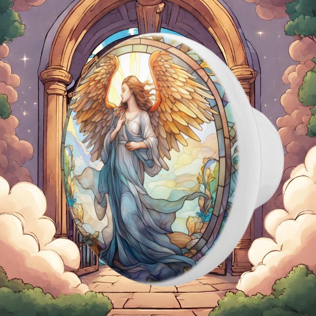 Cute faux stained glass Angel Religious  Ceramic Knob (Creator Uploaded)