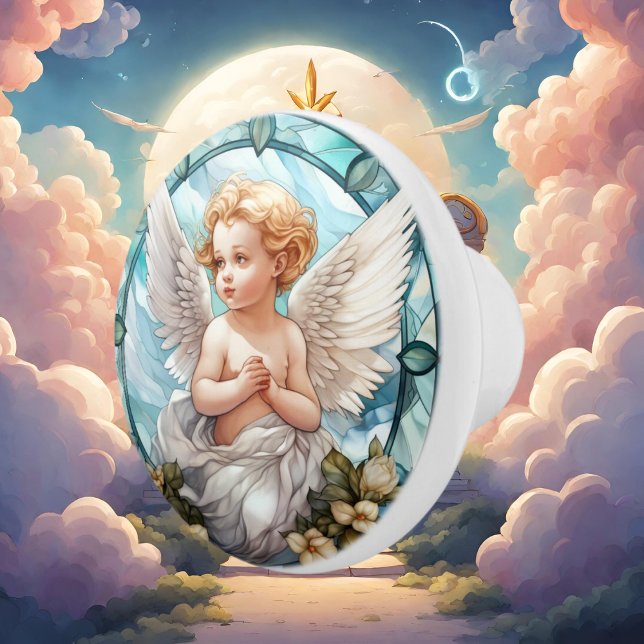 Cute faux stained glass Angel Religious  Ceramic Knob (Creator Uploaded)