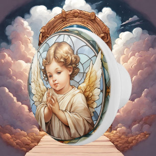 Cute faux stained glass Angel Religious Ceramic Knob