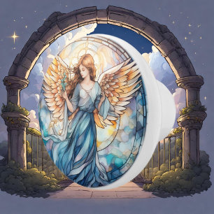 Cute faux stained glass Angel Religious Ceramic Knob