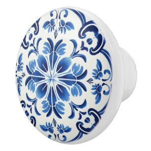 Cute faux tile Portuguese Ceramic Knob