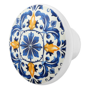 Cute faux tile Portuguese  Ceramic Knob