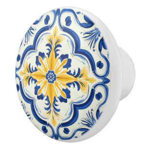 Cute faux tile Portuguese  Ceramic Knob