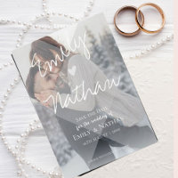 Cute Faux Vellum Effect Heart 2 Photo Wedding