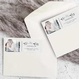 Cute Faux Vellum Mr And Mrs Black White Photo