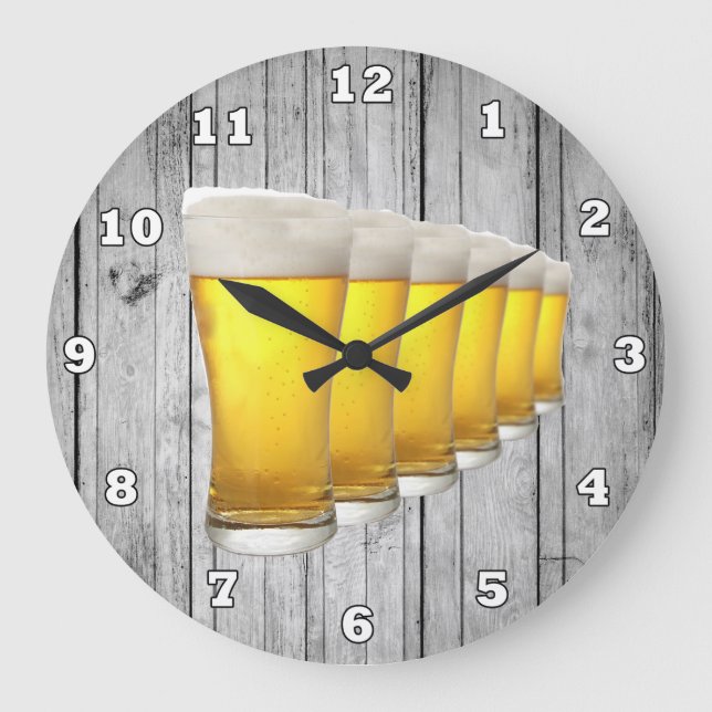 Cute faux wood beer bar large clock (Front)