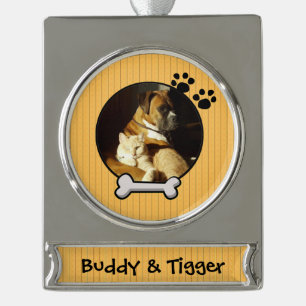 Cute Faux Wood Doggy Christmas Ornament