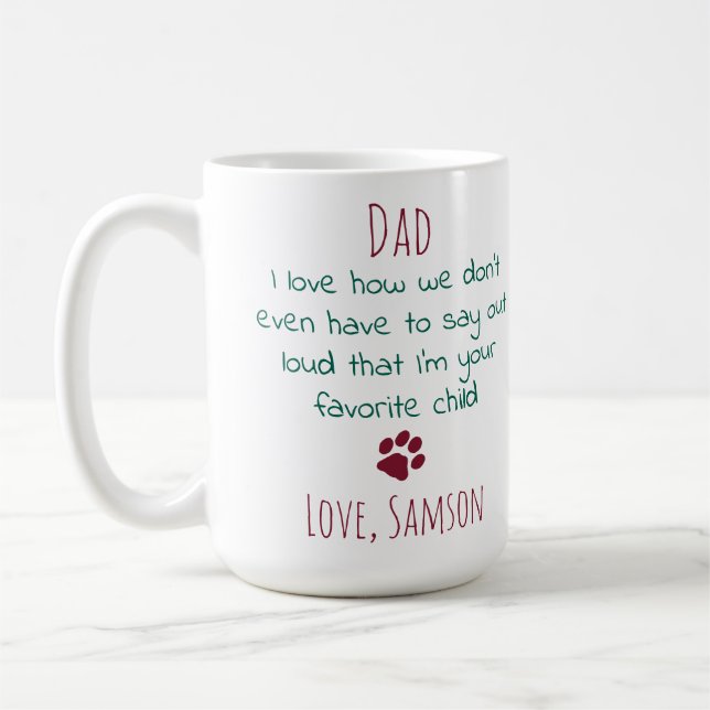 Cute Favourite Child Dog Dad Pet Photo Christmas Coffee Mug (Left)