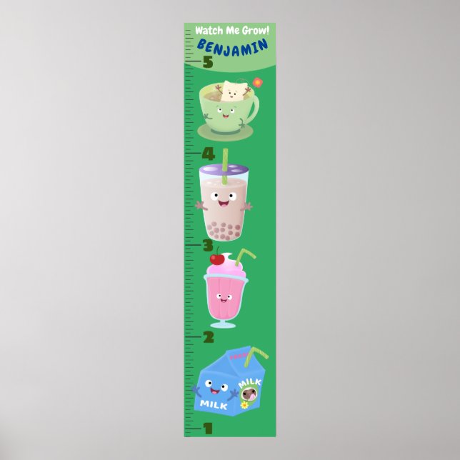 Cute favourite drink cartoon growth chart (Front)