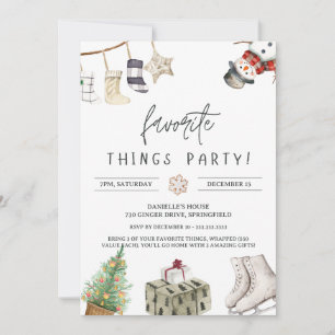Cute Favourite Things & Exchange Gift Christmas Invitation