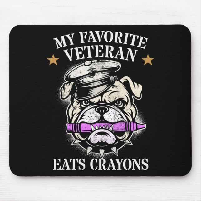 Cute Favourite Veteran Eats Crayons Squad Military Mouse Mat (Front)
