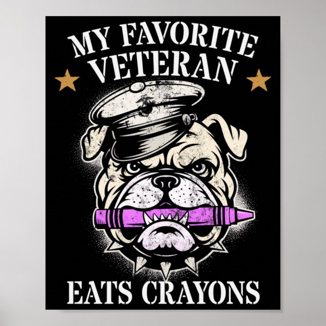 Cute Favourite Veteran Eats Crayons Squad Military Poster (Front)
