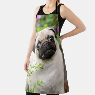 Cute Fawn Colored Pug Puppy Dog Face Pet Photo -- Apron
