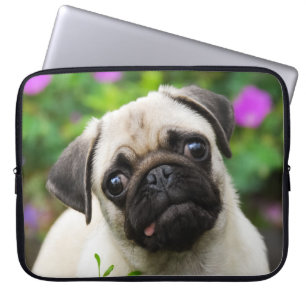 Cute Fawn Coloured Pug Puppy Dog Face Pet Photo Laptop Sleeve