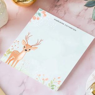 Cute Fawn Deer Woodland Personalised Name Notepad