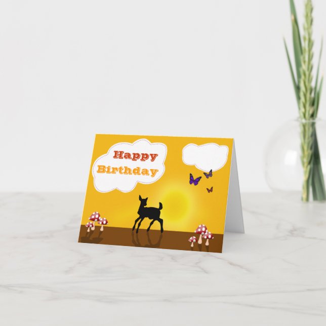 Cute Fawn - Happy Birthday Greeting Card (Front)
