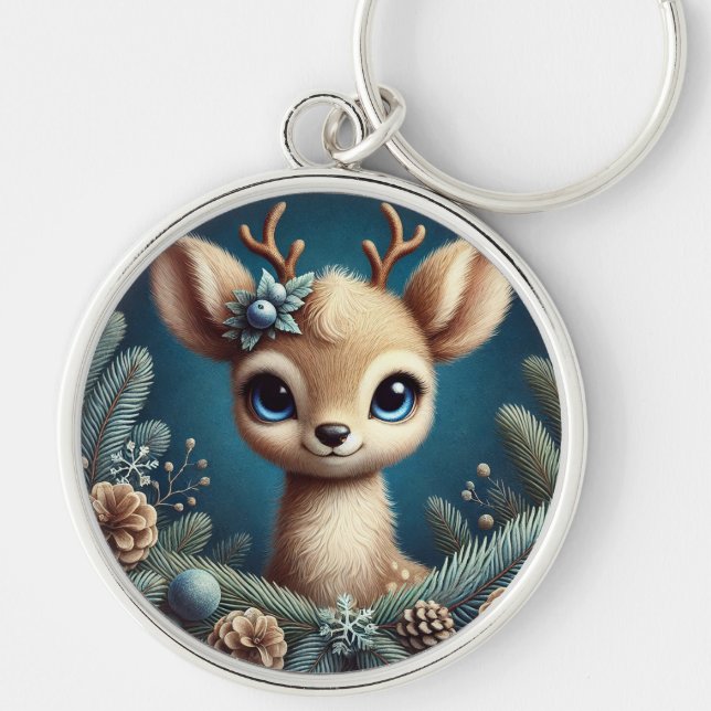 Cute Fawn Illustration Key Ring (Front)