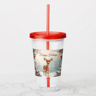 Cute Fawn in a Snowy Forest Tumbler