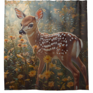 Cute Fawn in the Forest Shower Curtain