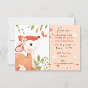 Cute fawn Kid's birthday party custom Invitation
