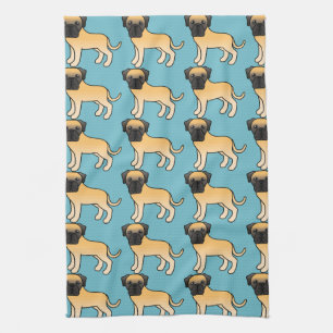 Cute Fawn Old English Mastiff Dogs Pattern Tea Towel