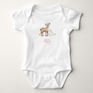 Cute Fawn Personalised Baby Girl Jersey Bodysuit