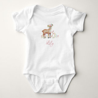 Cute Fawn Personalised Baby Girl Jersey Bodysuit