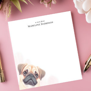 Cute Fawn Pug Dog Lover's Personalised Notepad
