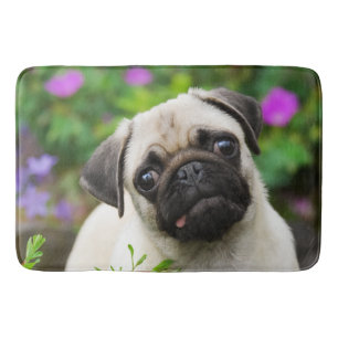 Cute fawn pug puppy bath mat