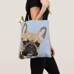 Cute Fawn Red French Bulldog | Frenchie Tote Bag<br><div class="desc">Pop art french bulldog tote bag featuring a cute red fawn frenchie on a pastel blue background that can be changed to any colour.</div>