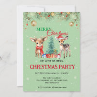 Cute Fawn reindeer Santa MERRY Christmas Party