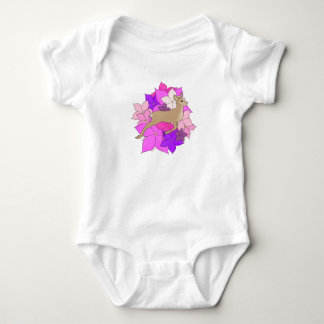 Cute Fawn with Flowers T-Shirt Baby Bodysuit
