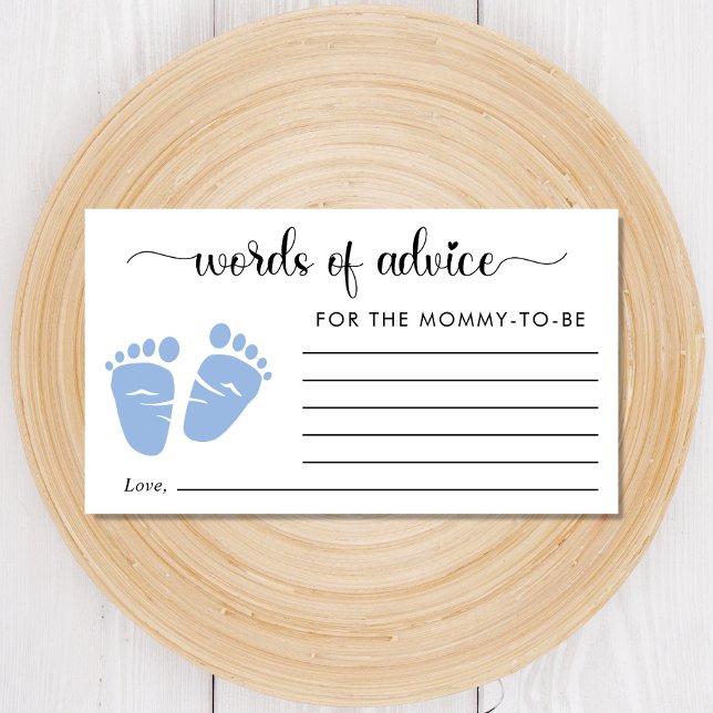 Cute Feet Baby Boy Shower Words of Advice Enclosure Card (Creator Uploaded)