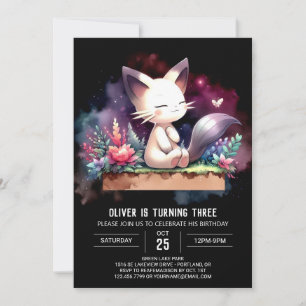 Cute Feline Cat Birthday Invitation