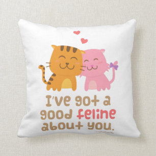 Cute Feline Cats In Love Pun Humour Cushion