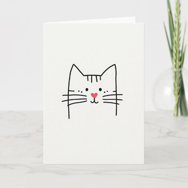 Cute Feline Face Greeting Card (Front)