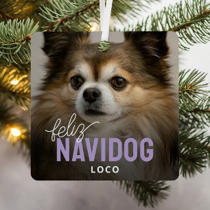 Cute Feliz Navidog Pet Photo Christmas Metal Tree Decoration