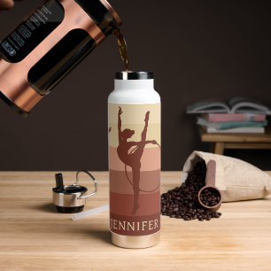 Cute Female Gymnastic Personalised Brown Water Bottle