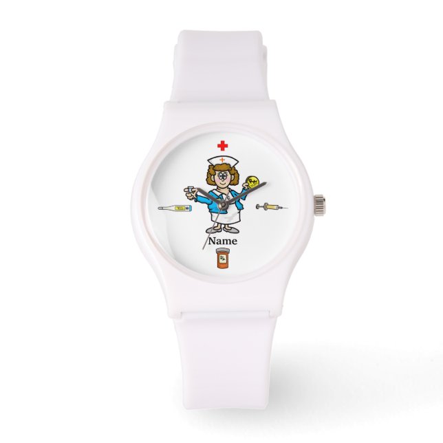 Cute Female Nurse Watch + Medicine  Personalise It (Front)