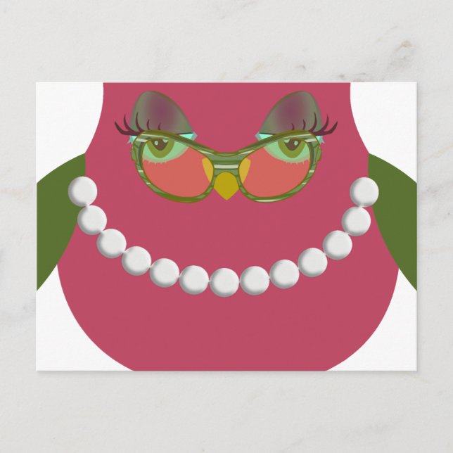 Cute Female Owl with Glasses Postcard (Front)