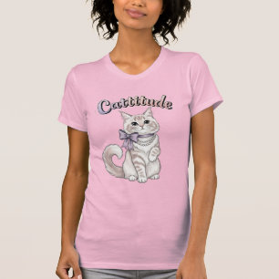 Cute Feminine “Cattitude” Cat T-Shirt
