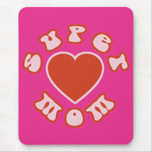 Cute Feminine & Girly Moms : Super Mum + Heart Mouse Mat