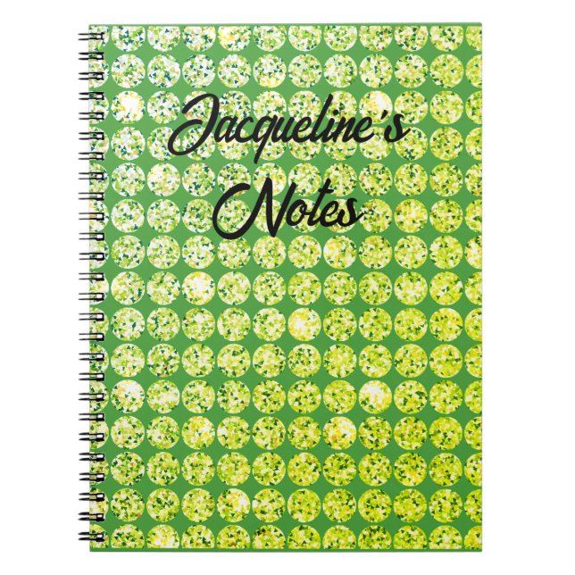 Cute Feminine Green Personal Notebook With Name (Front)